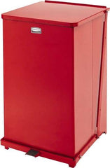 Rubbermaid - 40 Gal Square Unlabeled Trash Can - 30" High x 19" Long x 19" Wide, Red, Steel - Best Tool & Supply