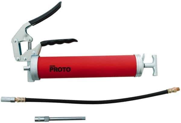 Proto - 3,600 Max psi, Flexible Pistol Grease Gun - 14 oz (Cartridge) & 16 oz (Bulk) Capacity, 1/8 Thread Outlet, 3-Way, Bulk, Cartridge & Filler Pump - Best Tool & Supply