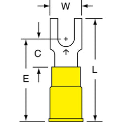 3M - #8 Stud, 12 to 10 AWG Compatible, Partially Insulated, Crimp Connection, Block Fork Terminal - Best Tool & Supply