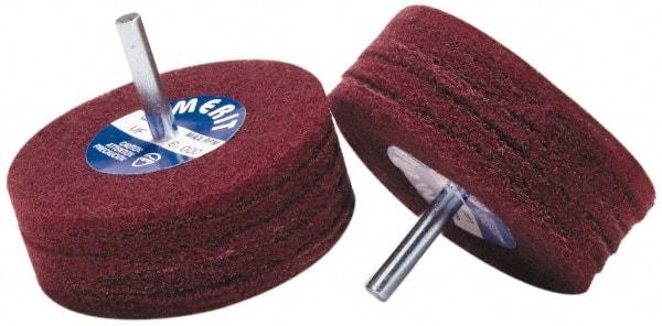 Merit Abrasives - 5" Diam, Medium Mounted Scrubber Buffing Wheel - 1 Ply, Medium Grade, 1/4" Shank Diam, 4,000 RPM - Best Tool & Supply