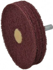 Merit Abrasives - 3" Diam, Medium Mounted Scrubber Buffing Wheel - 3 Ply, Very Fine Grade, 1/4" Shank Diam, 8,000 RPM - Best Tool & Supply