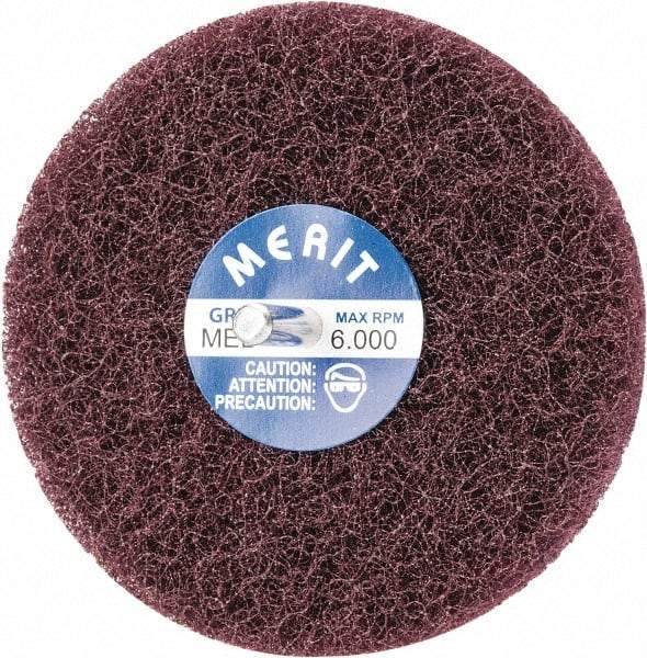 Merit Abrasives - 4" Diam, Medium Mounted Scrubber Buffing Wheel - 2 Ply, Medium Grade, 1/4" Shank Diam, 6,000 RPM - Best Tool & Supply