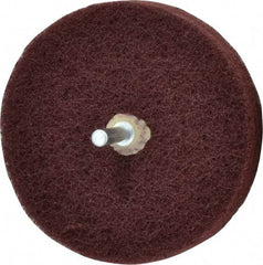 Merit Abrasives - 4" Diam, Medium Mounted Scrubber Buffing Wheel - 3 Ply, Very Fine Grade, 1/4" Shank Diam, 6,000 RPM - Best Tool & Supply