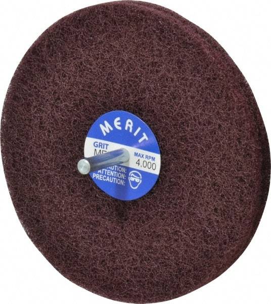 Merit Abrasives - 5" Diam, Medium Mounted Scrubber Buffing Wheel - 2 Ply, Medium Grade, 1/4" Shank Diam, 4,000 RPM - Best Tool & Supply