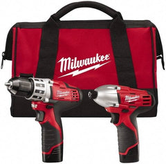 Milwaukee Tool - 12 Volt Cordless Tool Combination Kit - Includes 1/4" Hex Impact Driver & 3/8" Drill/Driver, 2 Lithium-Ion Batteries Included - Best Tool & Supply