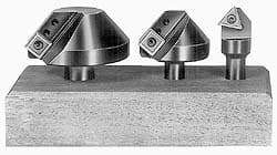 APT - 3 Countersinks, 90° Included Angle, 1/4 to 3/4" Cut Diam Smallest Tool, 1-1/4 to 2-1/2" Cut Diam Largest Tool, Square & Triangle SPGH & TPGH Inserts Indexable Countersink Set - 1/2" Shank Diam, 3/8, 1/2° Inscribed Circle, 3 Inserts - Best Tool & Supply