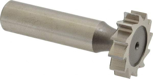 Keo - 7/8" Diam x 1/4" Face Width, High Speed Steel, 10 Teeth, Shank Connection Woodruff Keyseat Cutter - Uncoated, 2-1/4" OAL x 1/2" Shank, Staggered Teeth, ANSI 807, Old Standard A - Best Tool & Supply