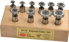 Keo - 1/2 to 1" Cutting Diam, Staggered Tooth Configuration, Woodruff and Keyseat Cutter Set - 204 to 808 ANSI, High Speed Steel, 10 Pieces - Best Tool & Supply