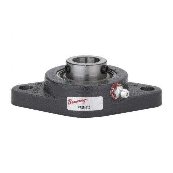 Browning - 3/4" ID, 4-13/32" OAL x 2-1/2" OAH 2-Bolt Flange - 1,444 Lb Static Cap, 2,611 Lb Dyn Cap, 3-17/32" Btw Mnt Hole Ctrs, Cast Iron - Best Tool & Supply