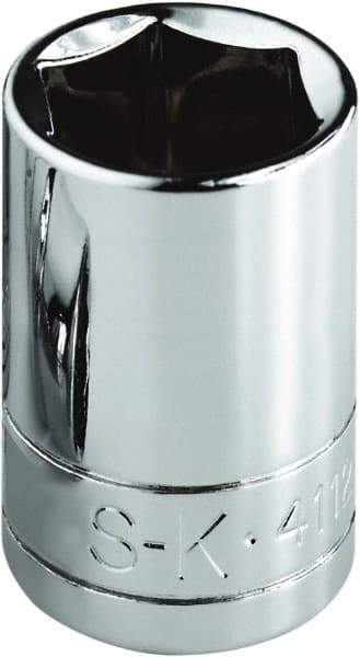 SK - 1/2", 1/4" Drive, Standard Hand Socket - 6 Points, Steel, Chrome Finish - Best Tool & Supply