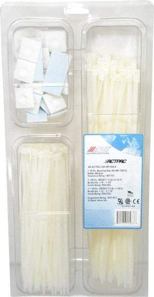 Made in USA - 4 to 11 Inch Range, White Cable Ties - 1-7/8 and 3-1/16 Inch Bundle Diameter, 50 Lb. Strength, Nylon - Best Tool & Supply