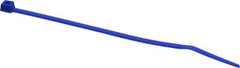 Made in USA - 4-1/8" Long Blue Nylon Standard Cable Tie - 18 Lb Tensile Strength, 1.07mm Thick, 22.23mm Max Bundle Diam - Best Tool & Supply