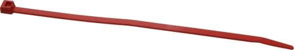 Made in USA - 5.84" Long Red Nylon Standard Cable Tie - 40 Lb Tensile Strength, 1.24mm Thick, 36.42mm Max Bundle Diam - Best Tool & Supply