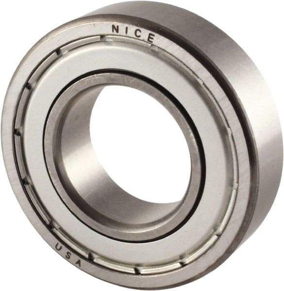 Nice - 1" Bore Diam, 2" OD, Double Shield Precision Ground Radial Ball Bearing - 9/16" Wide, 1 Row, Round Bore, 1,350 Lb Static Capacity, 2,967 Lb Dynamic Capacity - Best Tool & Supply