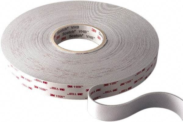 3M - 1/2" x 36 Yd Acrylic Adhesive Double Sided Tape - 45 mil Thick, White, Acrylic Foam Liner, Continuous Roll, Series 4945 - Best Tool & Supply