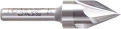 Amana Tool - 9/16" Cut Diam, 1/2" Length of Cut, 3 Flute V-Groove Edge Profile Router Bit - Solid Carbide, 1/4" Shank Diam, 2-1/4" OAL, Uncoated - Best Tool & Supply