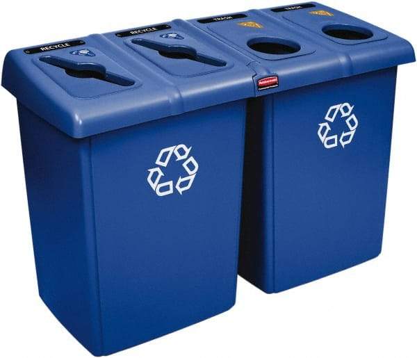 Rubbermaid - 92 Gal Blue Square Recycling Container - Plastic, 35" High x 53" Long x 24" Wide - Best Tool & Supply