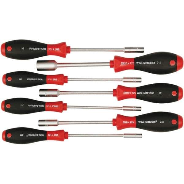 Wiha - 7 Piece, 5 to 13mm Nut Driver Set - Standard Shaft, Cushion Grip Handle - Best Tool & Supply