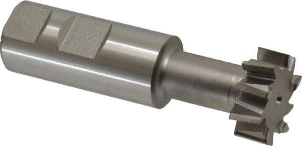 Made in USA - 1-1/4" Cut Diam, 31/64" Cut Width, 21/32" Neck Diam, 1" Shank Diam, 3-15/16" OAL, High Speed Steel T-Slot Cutter - Uncoated, 5/8" Bolt, 2-15/16" Shank Length, Staggered Teeth, 10 Teeth, Weldon Flat - Best Tool & Supply