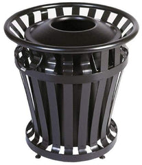 Rubbermaid - 20 Gal Black Round Trash Can - Steel, 27-1/2" High - Best Tool & Supply