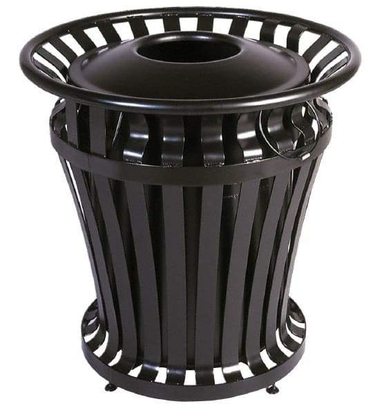 Rubbermaid - Black Round Trash Can - Steel, 32" High - Best Tool & Supply