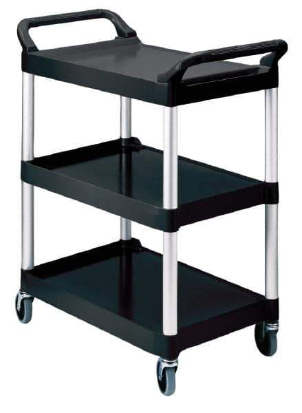 Rubbermaid - 200 Lb Capacity, 18-5/8" Wide x 33-5/8" Long x 37-3/4" High Standard Utility Cart - 3 Shelf, Plastic, Swivel Casters - Best Tool & Supply