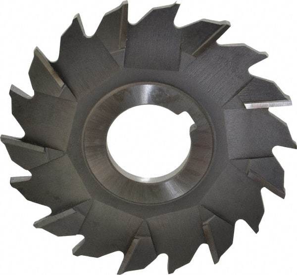 Made in USA - 3-1/2" Diam x 7/32" Width of Cut, 18 Teeth, High Speed Steel Side Milling Cutter - Staggered Teeth, Uncoated - Best Tool & Supply