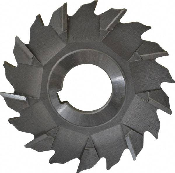 Made in USA - 3-1/2" Diam x 1/4" Width of Cut, 18 Teeth, High Speed Steel Side Milling Cutter - Staggered Teeth, Uncoated - Best Tool & Supply