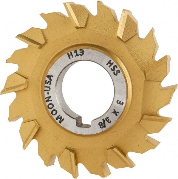 Made in USA - 3" Diam x 3/8" Width of Cut, 18 Teeth, High Speed Steel Side Milling Cutter - Staggered Teeth, TiN Coated - Best Tool & Supply