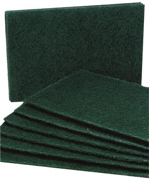 Ability One - 9-1/2" Long x 6" Wide x 1/4" Thick Scouring Pad - Medium-Duty, Green - Best Tool & Supply