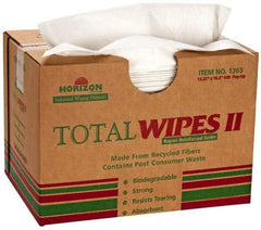 Ability One - Flat Fold Shop Towel/Industrial Wipes - 16-1/2" x 13" Sheet Size, White - Best Tool & Supply