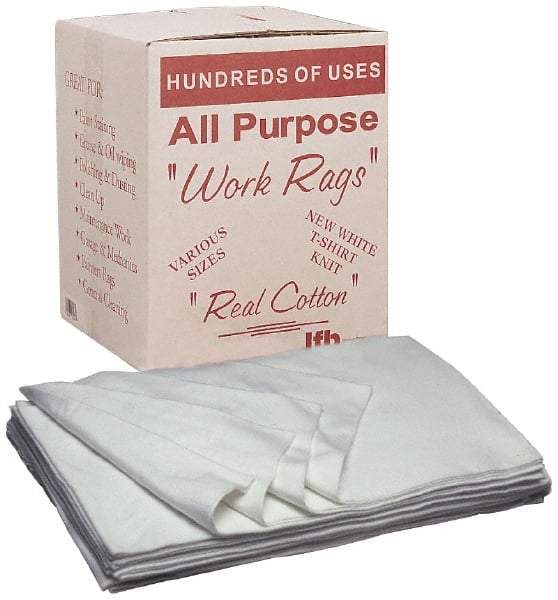 Ability One - 9 Inch Long x 11-1/2 Inch Wide Cotton Rags - White, Box - Best Tool & Supply