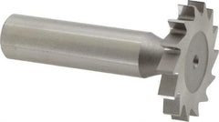 Made in USA - 1-1/4" Diam x 3/16" Face Width, High Speed Steel, 14 Teeth, Shank Connection Woodruff Keyseat Cutter - Uncoated, 2-3/16" OAL x 1/2" Shank, Straight Teeth, ANSI 610, Old Standard 19 - Best Tool & Supply