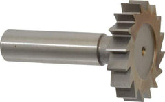 Made in USA - 1-1/2" Diam x 5/16" Face Width, High Speed Steel, 16 Teeth, Shank Connection Woodruff Keyseat Cutter - Uncoated, 2-5/16" OAL x 1/2" Shank, Straight Teeth, ANSI 1012, Old Standard 25 - Best Tool & Supply