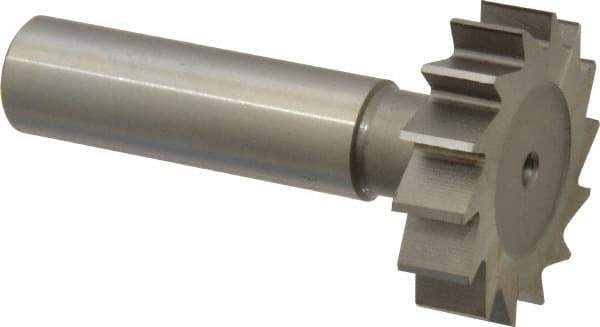 Made in USA - 1-1/4" Diam x 5/16" Face Width, High Speed Steel, 14 Teeth, Shank Connection Woodruff Keyseat Cutter - Uncoated, 2-5/16" OAL x 1/2" Shank, Straight Teeth, ANSI 1010, Old Standard D - Best Tool & Supply