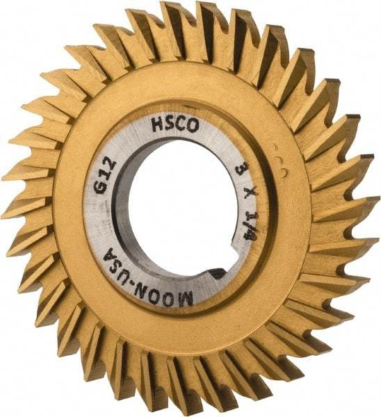 Made in USA - 3" Blade Diam x 1/4" Blade Thickness, 1" Hole, 32 Teeth, Cobalt Side Chip Saw - Straight Tooth, Arbor Connection, Right Hand Cut, TiN, with Keyway - Best Tool & Supply