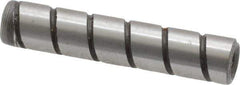 Jergens - 1/4" Diam x 1-1/4" Pin Length Alloy Steel Grooved Dowel Pin - C 47-58 & C 60-64 (Surface) Hardness, 1 Beveled & 1 Threaded End - Best Tool & Supply