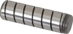 Jergens - 7/16" Diam x 1-1/2" Pin Length Alloy Steel Grooved Dowel Pin - C 47-58 & C 60-64 (Surface) Hardness, 1 Beveled & 1 Threaded End - Best Tool & Supply