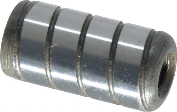 Jergens - 1/2" Diam x 1" Pin Length Alloy Steel Grooved Dowel Pin - C 47-58 & C 60-64 (Surface) Hardness, 1 Beveled & 1 Threaded End - Best Tool & Supply