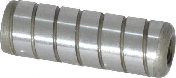 Jergens - 1/2" Diam x 1-1/2" Pin Length Alloy Steel Grooved Dowel Pin - C 47-58 & C 60-64 (Surface) Hardness, 1 Beveled & 1 Threaded End - Best Tool & Supply