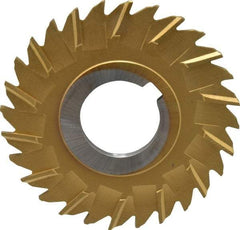 Made in USA - 3" Blade Diam x 1/8" Blade Thickness, 1" Hole, 28 Teeth, Cobalt Side Chip Saw - Staggered Tooth, Arbor Connection, Right Hand Cut, TiN, with Keyway - Best Tool & Supply