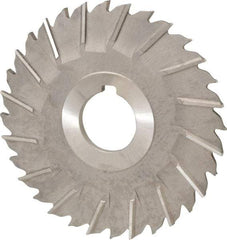 Made in USA - 4" Blade Diam x 5/32" Blade Thickness, 1" Hole, 32 Teeth, Cobalt Side Chip Saw - Staggered Tooth, Arbor Connection, Right Hand Cut, TiN, with Keyway - Best Tool & Supply