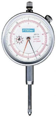 Fowler - 1" Range, 0-100, 0-200-0 Dial Reading, 0.001" Graduation Dial Drop Indicator - 2-1/4" Dial, 0.1" Range per Revolution, Revolution Counter - Best Tool & Supply