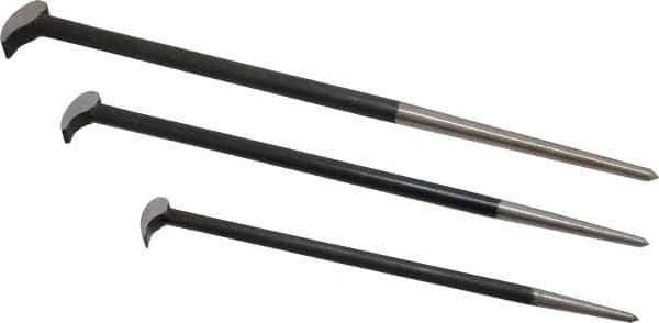 Value Collection - 3 Piece Rolling Head Pry Bar Set - 5/8" Head Width, Includes 12, 16 & 20" Lengths - Best Tool & Supply