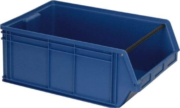 Quantum Storage - 140 Lb. Load Capacity, 29" Deep, Blue Polyethylene Hopper Stacking Bin - 11-7/8" High x 18-3/8" Wide x 29" Long - Best Tool & Supply