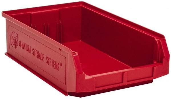 Quantum Storage - 80 Lb. Load Capacity, 19-3/4" Deep, Red Polyethylene Hopper Stacking Bin - 5-7/8" High x 12-3/8" Wide x 19-3/4" Long - Best Tool & Supply