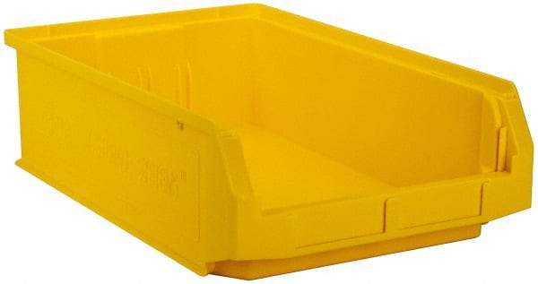 Quantum Storage - 80 Lb. Load Capacity, 19-3/4" Deep, Yellow Polyethylene Hopper Stacking Bin - 5-7/8" High x 12-3/8" Wide x 19-3/4" Long - Best Tool & Supply