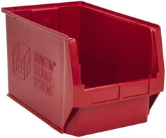 Quantum Storage - 100 Lb. Load Capacity, 19-3/4" Deep, Red Polyethylene Hopper Stacking Bin - 11-7/8" High x 12-3/8" Wide x 19-3/4" Long - Best Tool & Supply