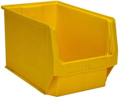 Quantum Storage - 100 Lb. Load Capacity, 19-3/4" Deep, Yellow Polyethylene Hopper Stacking Bin - 11-7/8" High x 12-3/8" Wide x 19-3/4" Long - Best Tool & Supply