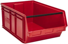 Quantum Storage - 140 Lb. Load Capacity, 29" Deep, Red Polyethylene Hopper Stacking Bin - 11-7/8" High x 18-3/8" Wide x 29" Long - Best Tool & Supply